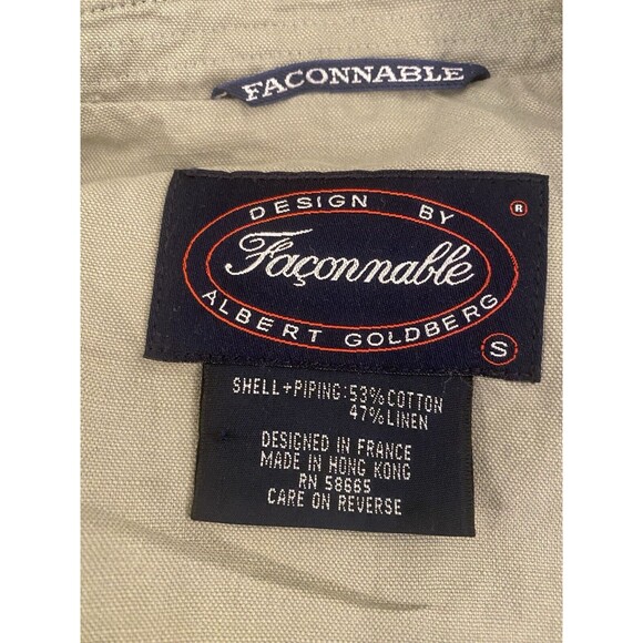 Men’s Oversized Vtg Façonnable Military Army Green Button Up Jacket Size Small - Picture 4 of 10